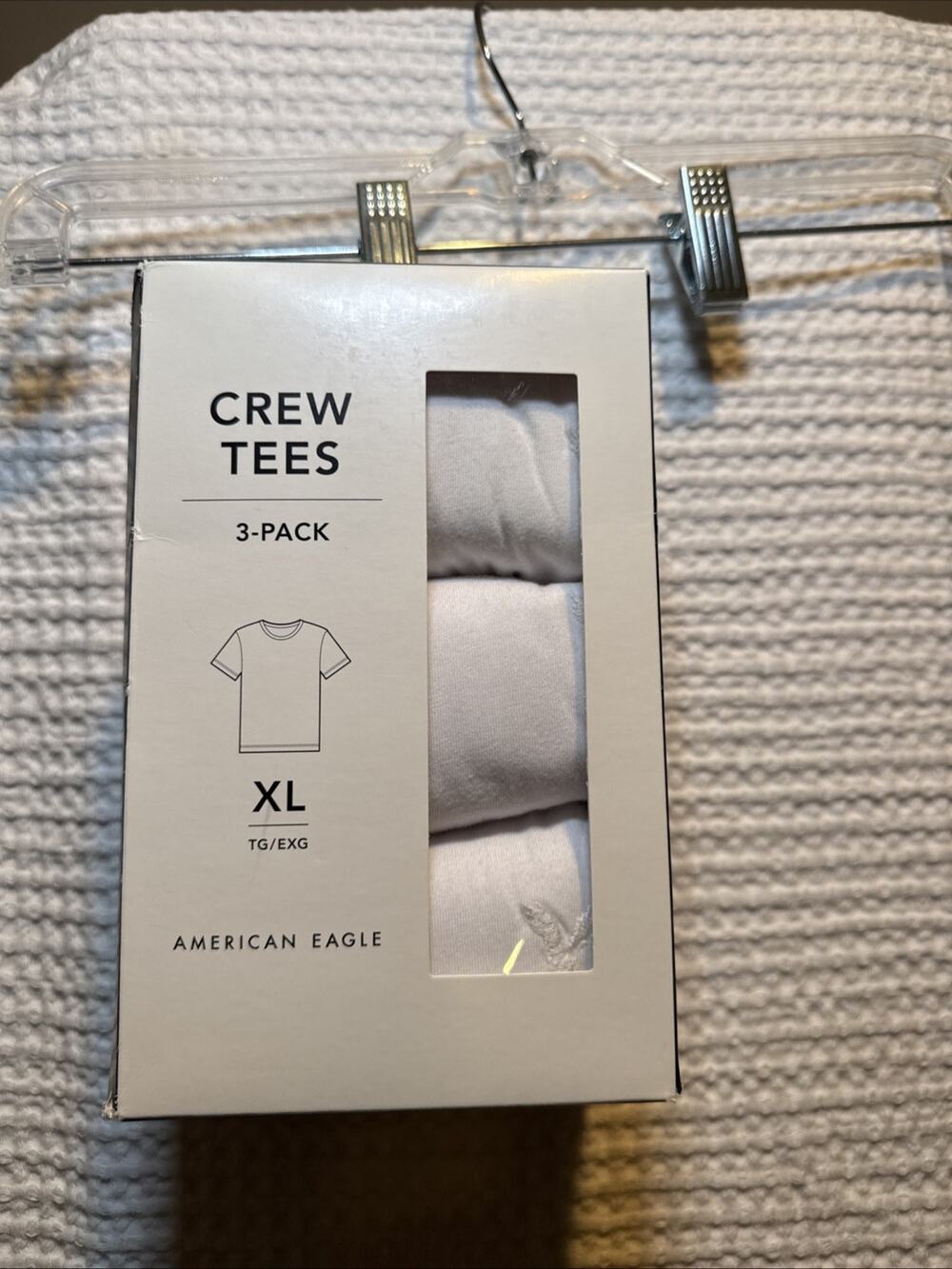 American Eagle Men’s Crew T-Shirts 3 Pack White XL NEW Box 60/40 Cotton Blend